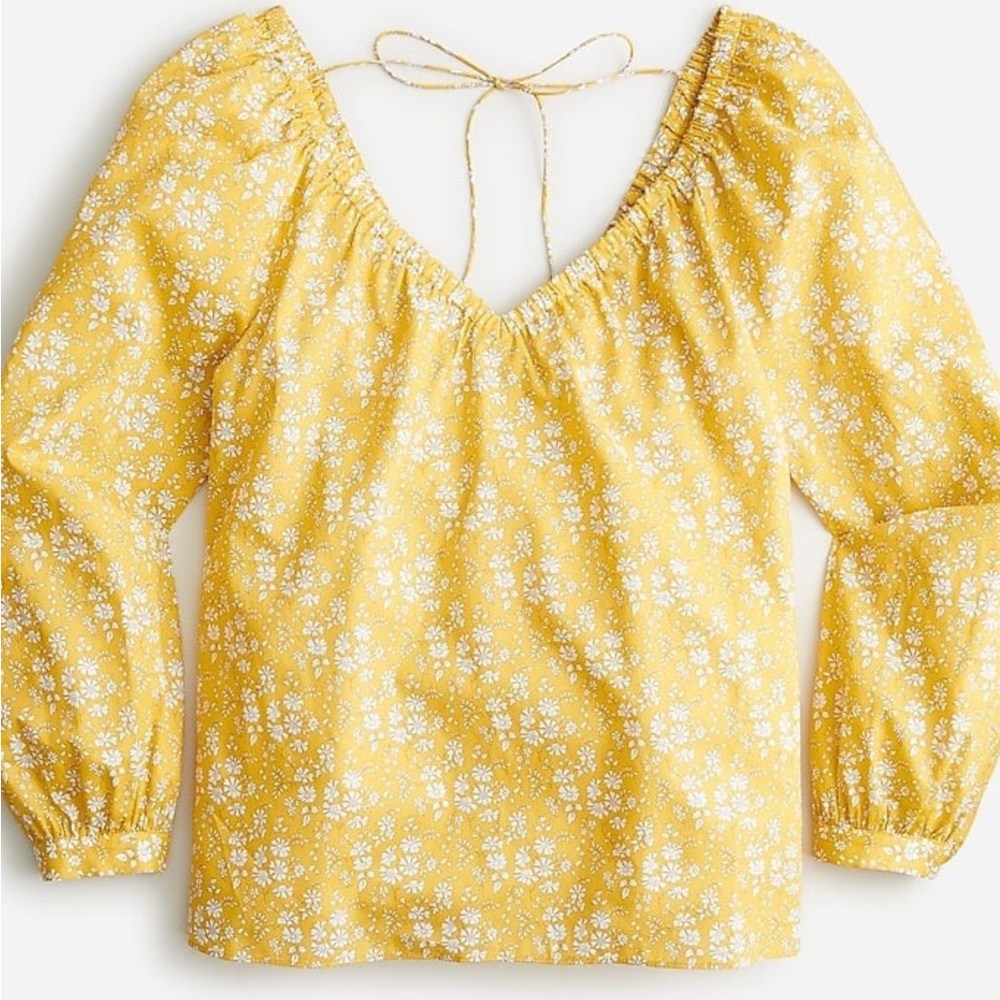 J. Crew x Liberty of London Organic Cotton V Neck Blouse